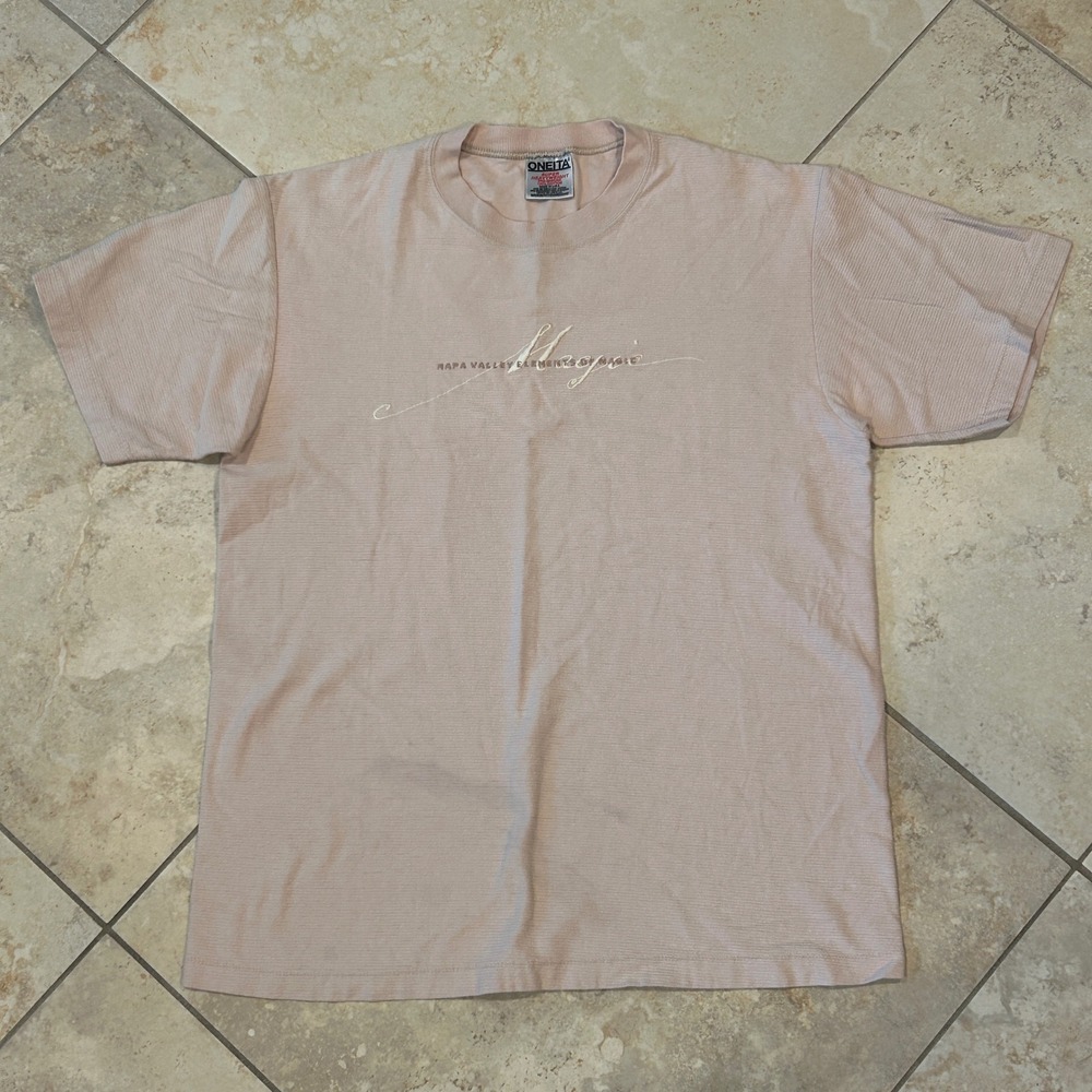 Vintage Oneita Napa Valley Elements of Magic Shirt Men M Brown Heavyweight USA